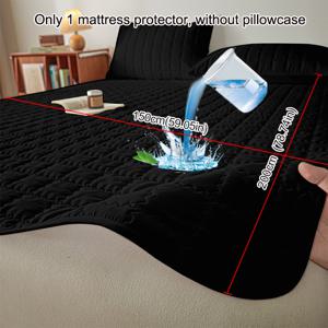 TEMU 1개 헤비듀티 블랙 방수 매트리스 커버, 탄성 코너 스트랩 포함, 트윈/풀/퀸/킹 사이즈 적합, 얼룩 방지 침대 커버, 호텔, 게스트룸용 (이불/베개커버 미포함)|매트리스커버