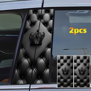 TEMU 2개 블랙 & 골든 크라운 차량 창문 스티커 - 탈부착 가능한 비닐 데칼, 트럭, 오토바이용 - 반광택 마감 (잔여물 없음) - 플라스틱/금속 표면 적합 - 차량용