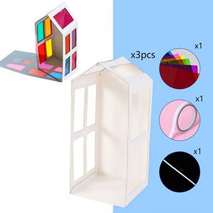 TEMU 3세트 수제 종이 합성 빛과 그림자 하우스 재료 팩, 직접 만들 필요 (하우스 카드보드 3세트, 종이 7매 포함), 완성된 제품은 바닥에 두거나 벽에 걸어 사용 가능, 미니어처 하우스, 미니어처 하우스 diy, 미니어처 집, 모형집, 집모형, 미니어처 하우스 대형, 만드는 집, 오브제