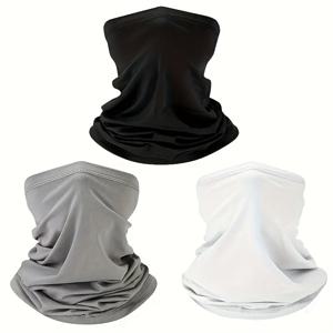 TEMU 3pcs 냉각 얼굴 마스크 - 야외 활동용 통기성, 방풍 발라클라바, 부드러운 폴리에스터 블렌드, 검정색 및 회색, 손세탁 또는 건조 세탁, 야외 장비 | 세련된 디자인 | 내구성 있는 얼굴 마스크