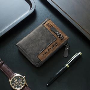 TEMU LOUISIFS 남성용 슬림 비즈니스 지갑 - 인조 가죽 투톤 컬러블록 디자인, 다수의 카드 슬롯 & 지퍼형 동전 포켓 포함, 일상 사용을 위한 컴팩트하고 내구성 있는 정리함, 크리스마스 추수감사절 마르디 그라 선물|명함지갑