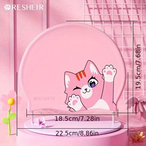 TEMU 프린팅 실리콘 수영모, 질식 방지 및 신축성, 긴 머리 여성과 짧은 머리 남성을 위한 편안한 귀 보호 캐릭터 고양이 디자인