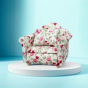 TEMU 1pc 미니어처 꽃무늬 린넨 의자 - 장식용 인형집 가구, 가정 파티 장식 및 선물에 이상적, 전기 없음, 인형집 가구|꽃무늬 의자|손수 제작 세부 사항, 인형집 액세서리