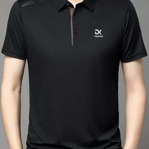 TEMU 남성용 남해색 반팔 폴로 셔츠, 