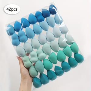 TEMU 42개 다색 및 다양한 모양 메이크업 스펀지 - 라텍스 프리, 무향수, 물에 활성화되는 뷰티 블렌더 (기름진/건조 사용 가능), 파운데이션, 컨실러, 파우더, 블러쉬, 아이섀도우용 - 모든 밝은 베이지 타입, 전체 얼굴 적용, 다양한 형태와 크기, 미적 조직자, 라텍스프리 구조