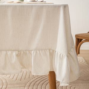 TEMU 1pc 빈티지 카운티 스타일 화이트 리플링 테이블 클로스, 다이닝 룸, 주방, 커피 테이블, 웨딩 파티 장식, 러스트릭 농가 디자인, 웨딩 테이블 장식 | 카운티 스타일 디자인 | 폴리에스터 패브리|티테이블