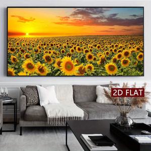 TEMU 2D 플랫, 1개 PENNIMOR 무테 들판 석양 캔버스 벽 예술 - 모던 아트 데코 수평 선셋 풍경 그림, 거실/침실/사무실용 고품질 캔버스 프린트, 실내외 사용 가능, 완벽한 선물 아이디어, 장식, 사무실 작품, 생생한 색상 인쇄