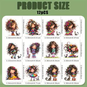 TEMU 12개 기발한 고양이 DIY 다림질 전사 스티커 - 세탁 가능한 플라시솔 열전달 스티커, 티셔츠, 청바지, 마스크, 백팩용 재봉 필요 없는 프레스 데칼 - 생동감 넘치는 환상적인 디자인