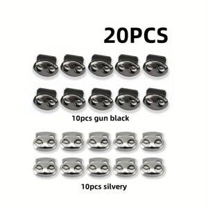 TEMU 10/20개 주석 합금 이중 구멍 코드 끝, 타원형 금속 로프 스토퍼, 조절 가능한 코드 끝 조절기, 내구성 있는 주석 합금 재질, 설치가 용이함, 다운 자켓 탄성 밴드, 바지 허리 조절, DIY 로프 아트 창작, 로프 끝 장식 버튼, 수제품 액세서리, 금속 스프링 버클