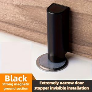 TEMU 1개 강력한 자석 도어 스토퍼 - 드릴 없는 접착식 설치, 사무실/집/욕실/거실 문용 무형 디자인 - 브러시드 메탈 마감 (회색/흰색/검정) - 내구성 있는 플라스틱 & 금속 구조, 현대적인 문 액세서리