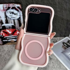 TEMU 삼성 갤럭시 Z 플립3 Z 플립4 Z 플립5 Z 플립6 Z 플립7용 Z 플립 웨이브 자석 풀 커버 충격 방지 케이스, 스타일리시 케이스,파도 무늬,내구성 있는 소재,플립 폰 커버,자석 잠금,모바일 쇼퍼,삼성 사용자