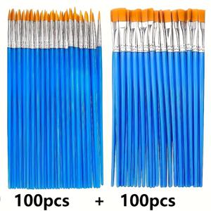 TEMU 200개 니트론 플랫 및 라운드 브러시 세트, 아크릴, 워터 컬러, 오일 페인팅, DIY 라인 드로잉, 세라믹 페인팅, 디테일 워크, 크래프트 브러시, 브러시에 적합합니다.|아크릴물감