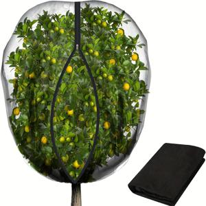 TEMU 1개 블랙 대형 과일 나무 그물망 지퍼 & 끈 조절 가능, 통기성 정원 새 방지 식물 커버 - 다람쥐 및 벌레 보호용 내구성 메쉬 바리어, 과일·채소·꽃 가드, 안전한 끈 잠금, 유연한 메쉬 소재