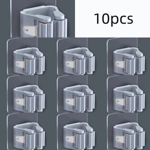 TEMU 10개 무드릴 접착식 벽걸이 - 욕실, 주방용 고강도 무흔적 롤러 걸이, 청소 도구 정리용 브룸 & 몹 클립, 손상 없는 플라스틱 후크, 현대적인 미니멀 디자인, 설치 간편한 다목적 훅