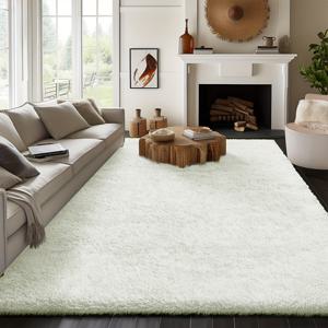 TEMU 1개, 솔리드 컬러 자연스러운 미니멀 스타일 플러피 매트, 크림 화이트 직사각형 롱 파일 매트, 부드럽고 푹신한 - 거실, 침실, 발코니용 러그|발매트