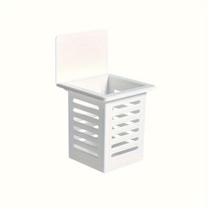 TEMU 2개 세트 벽걸이 욕실 정리대 - 칫솔 홀더, 빗 & 화장품 브러시 보관함 포함, 내구성 플라스틱, 쉬운 설치, 방청 기능, 컴팩트 디자인, 욕실 및 화장대 정리용, 녹슬지 않는 소재, 선반