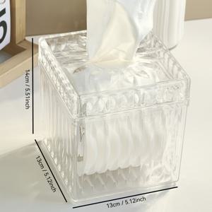 TEMU 1팩 투명 아크릴 티슈 박스 홀더 - 골드 악센트가 있는 모던 스퀘어 디자인, 가정용/호텔/레스토랑 장식용 내구성 플라스틱 보관함