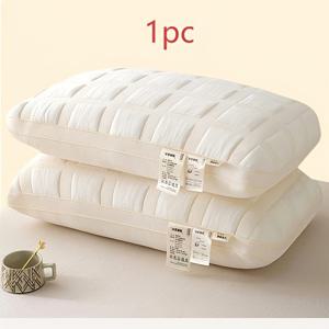 TEMU 초대형 럭셔리 호텔급 침대 베개 - 하이폴러겐 폴리에스터 커버, 부드럽고 인간공학적 목 지원, 깊은 수면, 측면 및 등 수면자, 베이지, 올시즌 편안함, 수면 편안함, 표준 스타일, 지퍼 폐쇄