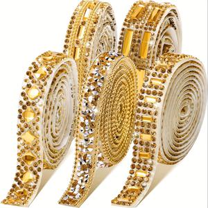 TEMU 5 롤 라인스톤 리본, 총 5 야드 자체 접착형 반짝이는 레진 리본 블링 리본 아트 크래프트 DIY 폰 선물 결혼식 파티 장식