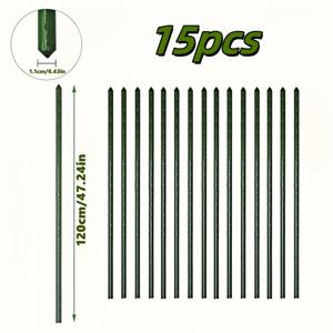 TEMU 1.1cm/0.43인치 강력한 금속 정원 스테이크, 토마토 정원 스테이크 및 화분 식물 지지대, 플라스틱 코팅 강철 튜브 식물 스틱, 토마토, 오이, 콩, 나무에 적합, 15개