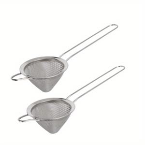 TEMU 1/2pcs 스테인레스 스틸 스트레이너 - 완벽한 주스 및 음료 필터링을 위한 코날 디자인, 필수 액세서리, 레몬데와 민트 음료 만들기에 적합한 바텐더 칵테일 필터링, 음료 필수품, 주방 밀 필터 낚시 스푼
