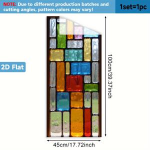 TEMU 1pc 아트 데코 스타일 PVC 창막 필름, 정적 클링 비아드시브 프라이버시 보호, 재사용 가능한 얼룩 유리 효과 장식 패널, 17.72×39.37인치, 주방, 욕실 유리 장식, 프라이버시 창막 필름 | 장식 필름 | 쉬운 적용, 유리용 창막 필름, 프라이버시용 창막 필름