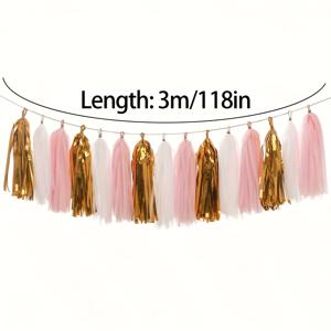 TEMU 18개 글리터 태슬 배너 세트 - 골드와 핑크, 생일, 기념일, 결혼식 및 파티 장식용 