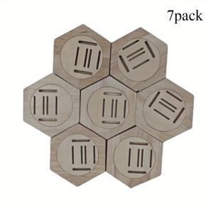 TEMU 7팩 육각형 목재 메달 디스플레이 랙 - 자석 재활용 나무 벽 장식, 주방 및 사무실을 위한 러스틱 모던 홈 데코, 스포츠 트로피 & 상장용, 전원 불필요
