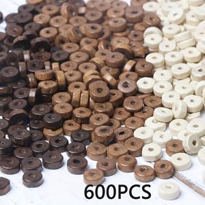 TEMU 600개의 평평한 둥근 나무 비즈 - 8mm 나무 대량 스페이서 비즈, DIY 공예용 분리 나무 비즈, 세 가지 색으로 혼합