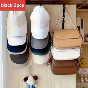 TEMU 벽걸이 모자 보관대 3개 세트, 6개의 후크가 달린 철제 코트 행거, 다양한 타입 및 크기의 옷장용 휴대 가능한 다기능 정리함