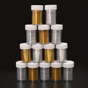 TEMU 12색상 20g 골든 글리터 파우더 + 6병 실버 글리터 골든 글리터 세트, 공예 및 인쇄, DIY 프로젝트에 적합