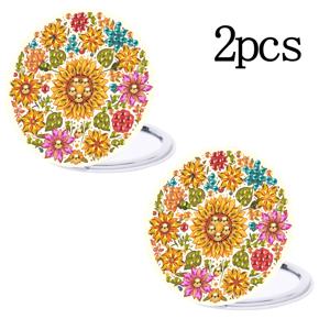 TEMU DIY 페인팅 키트 2개 세트 플로럴 단면 접이식 거울, 라운드 가죽 휴대용 메이크업 미러 - 발렌타인데이, 부활절, 어머니날 선물 추천, 홈 데코 공예품