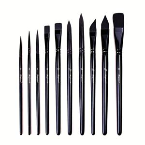 TEMU 프로페셔널 10pcs 페인트 브러시 세트: 5 종류의 티프 유형 (점, 플랫, 고양이 혀, 필버트) 워터 컬러, 아크릴, 오일 및 고아케용