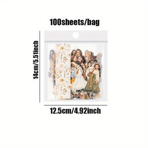 TEMU 100개 트렌디한 인물 시리즈 하드 카드 스티커 - 무테 구름 모양 캐릭터 디자인, 생동감 넘치는 의상 & 액세서리 일러스트, 스크랩북, 저널, 플래너, 포토앨범 장식용 - 내구성 있는 데코 스티커, 스크랩북 소품, 패션 일러스트 스티커, 광택 마감, 접착제, 공예 재료, 크래프트 애호가를 위한 스티커