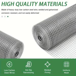 TEMU 내구성 강한 아연 도금 철망 39.37인치 x 393.7인치 - 6.3mm 메쉬 사이즈, 녹 방지 및 내구성, 절단 및 재사용 용이, 정원, 동물 보호소, 창문 스크린, 채소밭, 가드닝 펜스에 적합, 균일 그리드 패턴, 견고한 구조