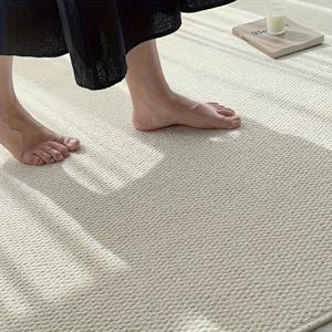TEMU 1pc 두꺼운 미끄럼 방지 후후 드림 위브 매트, 마당, 피크닉 매트, 발코니, 파티오 매트, 내마모성 및 기계 세척 가능한 천연 밀크 화이트 헵 안티 롤 엣지 휴대용 접이식