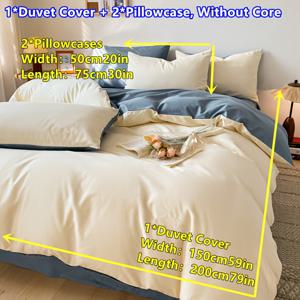 TEMU 3pcs 단색 부드러운 피부 친화적인 더블 피팅 이불 커버 세트, 1 이불 커버 + 2 베개 커버. 가족 침실, 비용-편안함 및 품질 싱글, 대형, 더블, 엑스트라 라지 이불 커버 세트에 적합합니다.