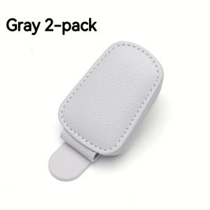 TEMU 2개 세트 자석 PU 가죽 차량 선바이저 안경 홀더 (카드 슬롯 & 원핸드 조작) - 운전석 내부 액세서리, 그레이 & 블랙, 슬림 스냅온 디자인, 원핸드 클립|선글라스|썬그라스