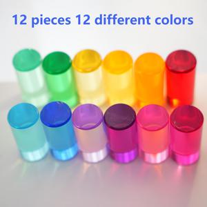TEMU 12개 세트 1인치/2인치 고투명 아크릴 컬러 실린더 스택 장식, 투명 컬러 큐브 및 원통형 (12가지 색상)