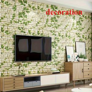 TEMU 1개 2025 디럭스 에디션 대형 3D 벽돌 패널 스티커 - 방수 자가 접착, 196.85