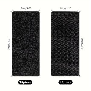 TEMU 30개 패키지 - 내구성 강한 스트립 - 실내/실외 사용을 위한 강력한 접착제 접착제 | 벽, 계단 및 가구에 사용되는 양면 마운팅 테이프 | 방수 및 제거 가능한 검은색 스트립, 나일론 소재