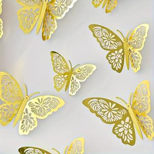 TEMU 48개 3D 나비 장식용 종이 - 재사용 가능한 탈착형 매트 스티커, 액센트 포함, 생일/웨딩/야외 파티/행사 장식, 섬세한 날개 패턴, 고품질 스티커, 내구성 있는 소재, 공예 애호가를 위한 웨딩 데코
