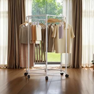 TEMU 휠이 달린 육각형 회전 옷걸이 - 견고한 16mm 금속 프레임, 효율적인 옷 보관 및 디스플레이를 위한 독립형 공간 절약 디자인, 홈 & 소매용 블랙 세탁 건조대, 세탁실 액세서리, 현대적인 세탁 랙, 슬림 메탈 마감|빨래건조대