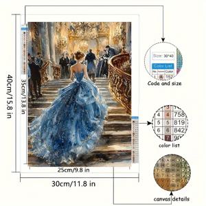 TEMU 페인팅 키트, 공주 발 30*40cm/11.8*15.8인치, 풀 자수 아트