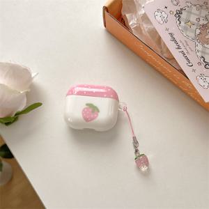 TEMU For AirPods Pro/Pro 2, for AirPods 1/2th, 3rd, 4th Generation 이어폰 케이스와 호환되는 귀여운 핑크 딸기 펜던트