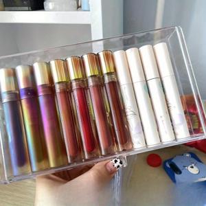 TEMU 서랍이 있는 아크릴 립스틱 정리함 - 립글로스, 화장품 및 액세서리를 위한 투명 플라스틱 메이크업 보관대, 다중 구획 디자인, 전원 불필요, 세련된 디자인의 내구성 있는 메이크업 오거나이저|립스틱