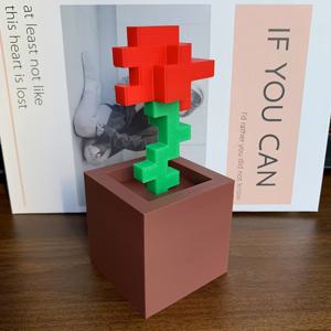 TEMU 픽셀 로즈 플라워 장식, 전원 필요 없는 독특한 꽃 모양 오너먼트, 내구성 있는 플라스틱으로 제작된 침실 테이블, 야간용, 사무실 데스크, 홈 데코에 적합, 추수감사절, 발렌타인데이, 생일 및 휴일 파티 선물로 완벽함, 크리스마스, 할로윈 장식, 가을 홈 컬렉션 피규어