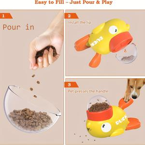 TEMU 인터랙티브 푸시 타입 강아지 급식 장난감, 슬로우 푸드 퍼즐 급식기, 오리 모양 디자인, 건강한 식습관과 지적 발달 촉진