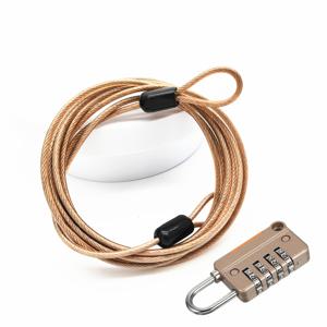 TEMU 2m 연장 케이블, 체인 패스워드 잠금, 4-코드 패스워드 걸이 잠금, 구리 합금, 자동차 전면 유리 스포일러 수하물 가방 방범 와이어 로프 잠금, 금색