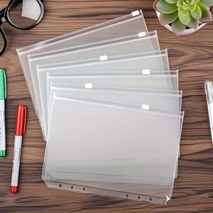 TEMU 25개 A5 지퍼 포켓, 6홀 투명 파일 정리함, 6링 바인더 노트북용 방수 PVC 파일 오거나이저